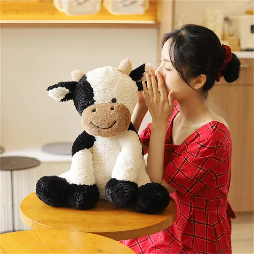 Vista 4 de Juguete de peluche de año de vaca, lindo ganado, animales de peluche, muñeca suave, juguetes para niños, regalo de cumpleaños para niños, Pascua