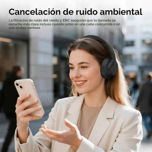 Vista 5 de Srhythm NiceComfort 15 (2.ª generación) Auriculares inalámbricos híbridos con cancelación de ruido, Bluetooth 6.0, con baja latencia, audio