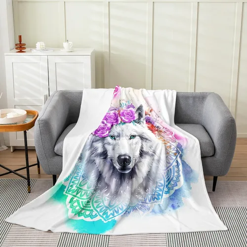 Vista 16 de Erosebridal Manta de hojas para niños, niñas y hombres, manta de forro polar colorida, manta de cama de hojas de mandala bohemio, 30 x 40 pulgadas