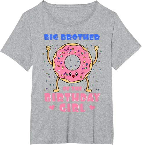 Vista 69 de Big Brother Of The Birthday Girl Donut Bday Party Bro Sib Camiseta, Negro, S