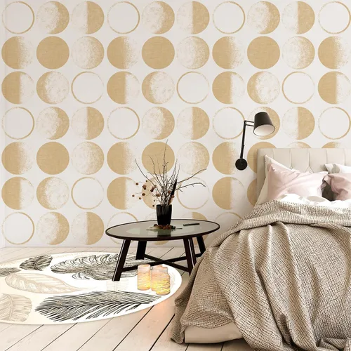 Vista 5 de Wudnaye Papel tapiz moderno para despegar y pegar, papel tapiz de luna marfil, papel de contacto de 17.7 x 393.6 pulgadas, diseño de luna