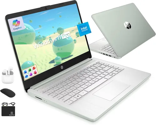 Vista 11 de HP Ultrabook 14 Laptop de Computadora de Negocios para Estudio y Hogar 2025, MS Office de por Vida + Windows 11 Pro, CPU Intel Quad-Core, 16 GB RAM