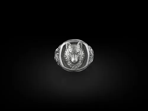 Vista 6 de BySilverStone Jewelry - Anillo de sello cuadrado de lobo salvaje, regalo para amantes de los animales, anillos de meñique para mujer, anillos