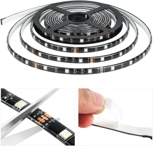 Vista 4 de MIHEAL Kit de Tira de Luces LED 32.8 ft 10m 300 ledes Impermeable 5050 SMD RGB LED Luces Flexibles con Controlador RF de 24 Teclas y Fuente