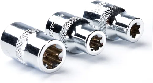 Vista 5 de MAXPOWER Juego de llaves E-Torx de 9 piezas de 3/8 pulgadas, E7 a E20, acero al cromo vanadio, reparación automotriz, incluye estante