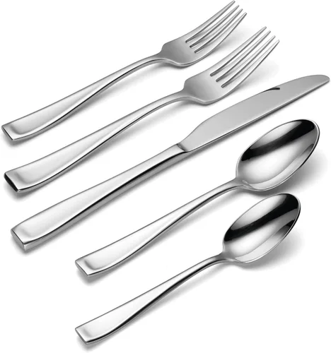 Vista 17 de Oneida Moda Champagne Satin 20-Piece Silverware Set for 4, Flatware