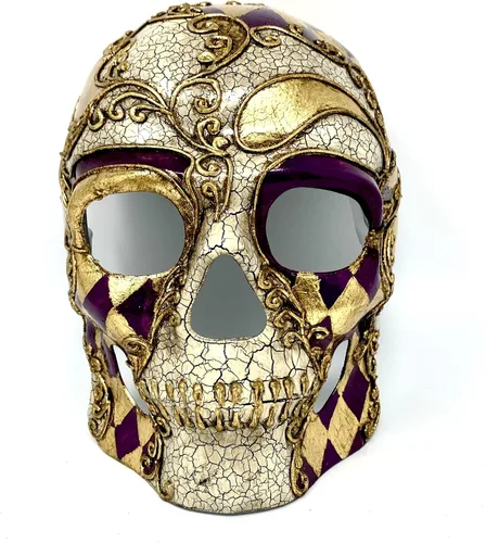 Vista 7 de Máscara de esqueleto de terror metálico estilo steampunk para disfraz de Halloween, fiesta de cosplay