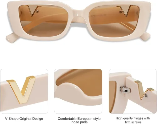 Vista 4 de Allarallvr Rectangle Sunglasses for Women 90s Retro Trendy Y2K Classical Vintage Square Shades AR82037