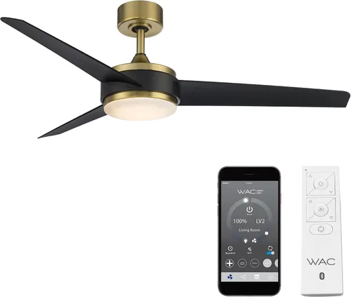 Vista 10 de WAC Lighting Mod Ventilador de techo inteligente de aluminio de 3 aspas en negro mate/marrón Koa
