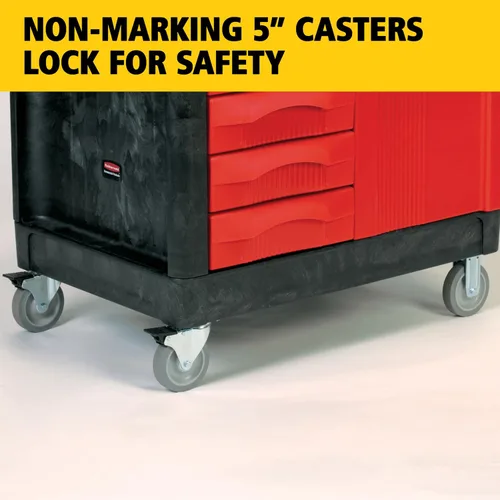 Vista 6 de Rubbermaid Commercial Products TradeMaster Carro de almacenamiento de herramientas, utilitario con 4 cajones + gabinete, pequeño, capacidad de 750