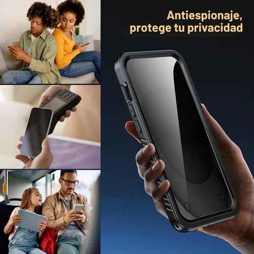 Vista 2 de Funda impermeable para iPhone 15, protector de pantalla de privacidad integrado y protector de pantalla HD [IP68 bajo el agua] a prueba de golpes a