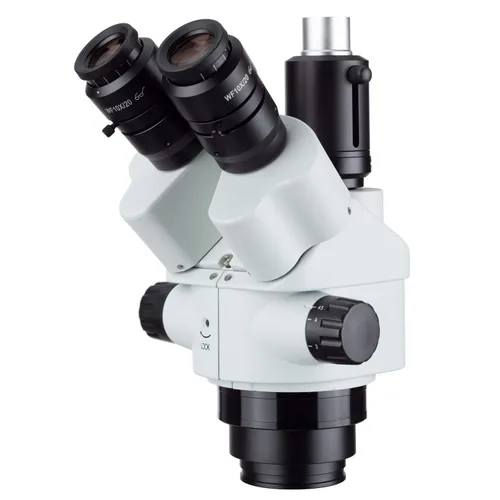 Vista 2 de AmScope – Cabezal de microscopio estéreo, con zoom trinocular, Simul-Focal, 7X-45X