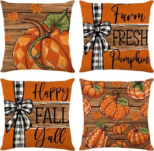 Vista 12 de ONFAON Decoraciones de Navidad - Fundas de almohada de Navidad 18x18, juego de 4, decoración navideña para sofá, sofá cama, cojín, decoraciones