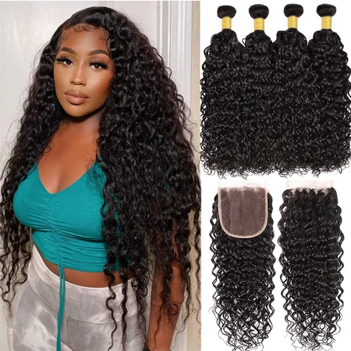 Vista 11 de Borchan Water Wave 3 Paquetes Cabello Humano Húmedo y Ondulado Cabello Humano 3 Paquetes para Mujeres Negras 16 18 20 Pulgadas Paquetes Brasileños