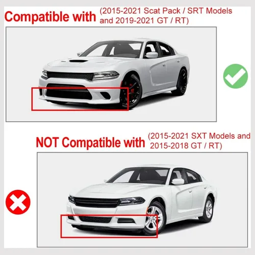 Vista 3 de Protector Divisor de Labio de Parachoques Delantero para Dodge Charger 2015-2023 Hellcat/SRT 39 /Scat Pack/RT Scat Pack/GT/RT No para Plus, Widebody