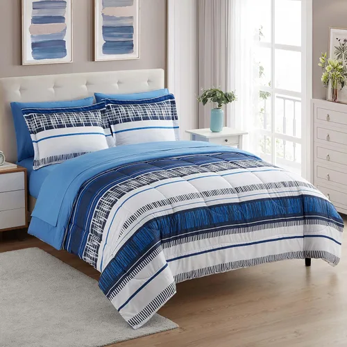 Vista 93 de Sweet Home Collection Juego de edredón de 7 piezas de color sólido para todas las estaciones, manta alternativa de plumón suave y lujosas sábanas