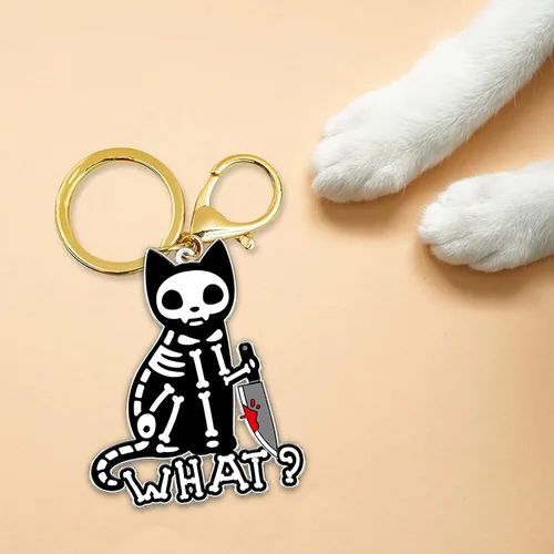Vista 5 de DongNaiWin Divertidos y lindos llaveros de metal con diseño de gato para hombres y mujeres, divertido dije de bolso para mujer