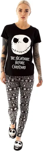 Vista 2 de Disney The Nightmare Before Christmas Pijamas para mujer Skellington, camiseta y pantalones, ropa de dormir para damas