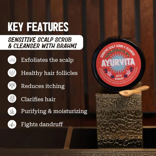 Vista 2 de Brahmi - Exfoliante y limpiador para el cuero cabelludo para hombres y mujeres, exfoliación profunda y limpieza, perfecto para el cuidado