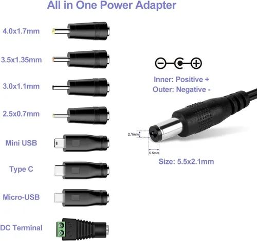 Vista 3 de Adaptador de fuente de alimentación de 5 V 1 A, cargador de 5 W, CA/CC, 100 V-240 V a CC, 5 voltios, 1 amperio, 0.5 A, cable de alimentación