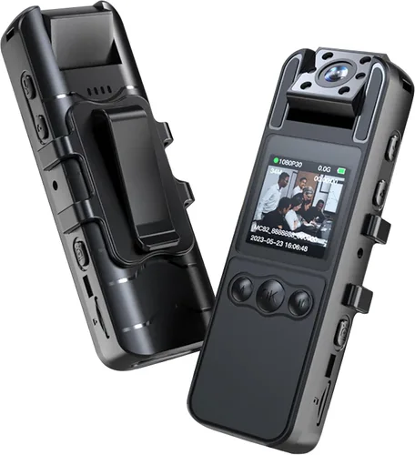 Vista 10 de Mini cámara corporal 4K con grabación de video, cámara corporal WiFi portátil con lente giratoria de 180° y visión nocturna para trabajo, viajes