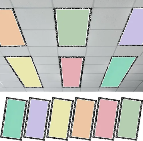 Vista 12 de Outus 4 piezas de cubierta de luz fluorescente para iluminación de aula con 10 imanes, filtro de luz magnético, decoración de panel de techo de 2 x