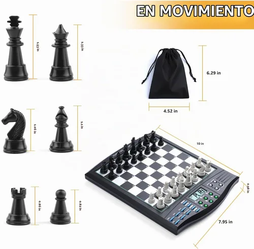 Vista 9 de Talking Chess Academy con sistema de enseñanza de voz, juego de ajedrez electrónico con piezas magnéticas fuertes, tablero de ajedrez electrónico