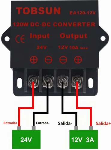 Vista 6 de Paquete de 2 Convertidores Reductores de Voltaje de CC 24V a CC 12V 10A 120W Regulador de Voltaje Reductor Convertidor de Potencia Mini Módulo