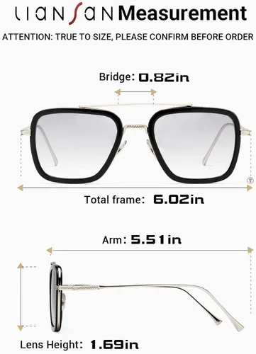 Vista 7 de LianSan - Gafas de sol con montura de metal para hombre y mujer