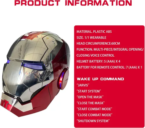 Vista 5 de Casco electrónico de aperturacierre, control de voz inglés 1 1, el modelo actualizado tiene una lámpara para los oídos, accesorios para casco