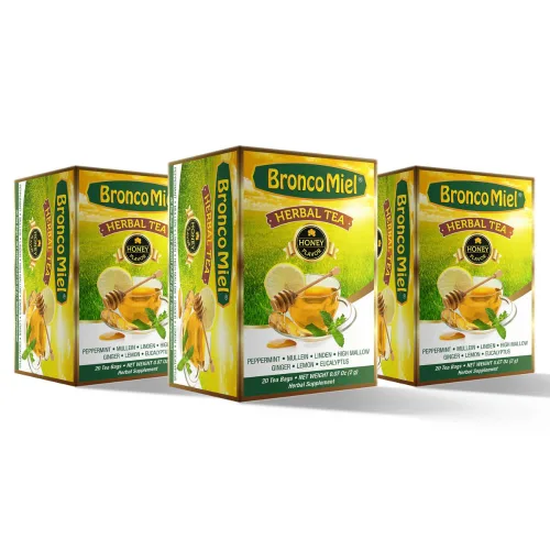 Vista 9 de BRONCOMIEL Bolsas de té - Té de hierbas de miel para tos y dolor - Té de eucalipto, jengibre y limón - Sabor dulce a miel - Fácil de preparar