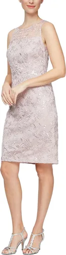 Vista 3 de Alex Evenings Vestido ajustado y acampanado bordado de longitud media para mujer