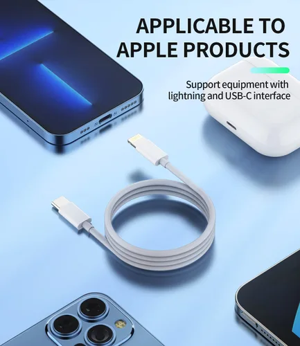 Vista 6 de Cargador de cable USB C a Lightning para iPhone, paquete de 2 (6.6 ft) de carga rápida tipo C para Apple certificado cable enchufe para iPad 14 13