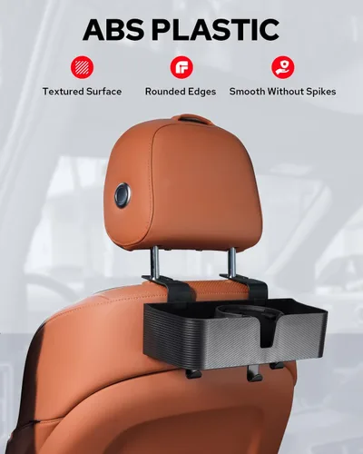 Vista 3 de Benlari Organizador de asiento trasero para reposacabezas de automóvil con portavasos de 3.7 pulgadas, organizador de respaldo de asiento 3 en 1