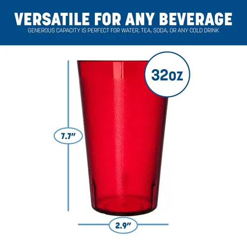 Vista 2 de Vaso de plástico CFS Stackable™, 32 onzas, rubí (paquete de 24)