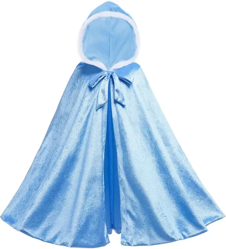 Vista 2 de Luzlen Disfraz de princesa de piel con capucha para cumpleaños Halloween cosplay para niñas