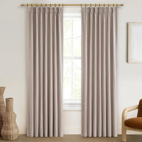 Vista 32 de Cortinas y Drapeados Modernos con Pliegues Pellizco Rosa Bebé de 84 Pulgadas de Largo, Juego de 2 Paneles para Sala de Estar, Cortina de Ventana
