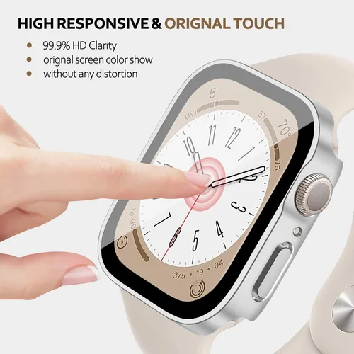 Vista 4 de Protección de Pantalla EIHAIHIS para Apple Watch Funda Serie 11 10 9 SE 8 7 6 5 4 40mm 44mm 41mm 45mm 42mm 46mm Vidrio Templado Impermeable PC