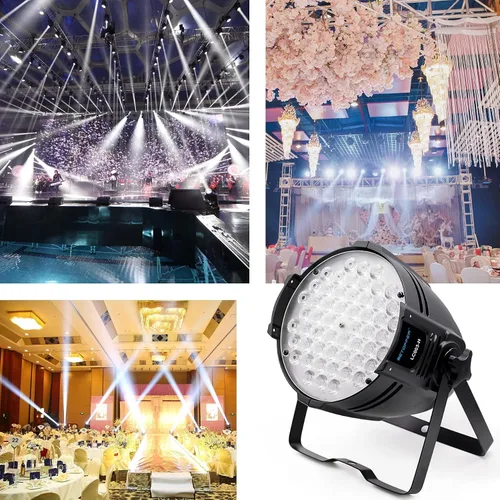 Vista 2 de BETOPPER Luces estroboscópicas de lavado de DJ para fiestas, 54 LED, súper brillante, DMX512, blanco/blanquecino, 5000 lúmenes, iluminación par