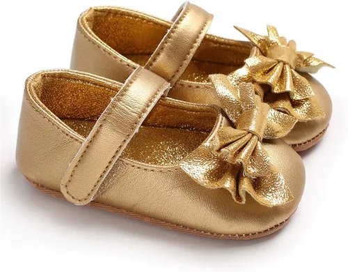 Vista 4 de BENHERO Infant Baby Girls Mary Jane Flats Shoes with Bowknot Non Slip Soft Sole PU Leather First Walker Cirb Shoes Toddler Princess Wedding Dress