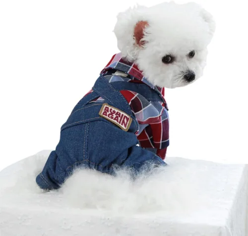 Vista 15 de Ropa de verano para cachorros, camisa para perros pequeños, overol para perros pequeños, ropa de verano para mascotas, overol con peto, pantalones