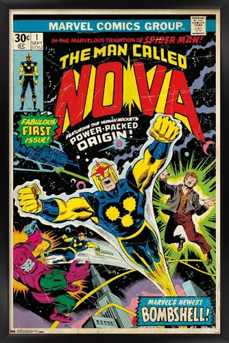 Vista 8 de Trends International Marvel Comics Nova - Póster de pared con portada #1, 14.725 x 22.375 pulgadas, versión enmarcada de madera de granero