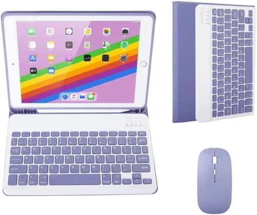 Vista 8 de Teclado de color para iPad 6ª 5ª generación Air 2 iPad Pro 9.7 Funda de teclado con mouse Linda funda de teclado inalámbrico desmontable extraíble