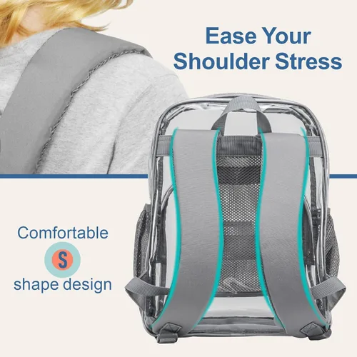 Vista 3 de Cambond Mochila transparente, mochilas transparentes resistentes para adultos, correas reforzadas, bolsa transparente para la escuela, el trabajo