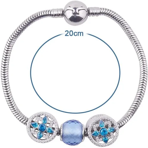 Vista 4 de PH PandaHall Pulsera de cuentas de 7.8 pulgadas de acero inoxidable con cadena de serpiente europea con cierre redondo de barril a presión
