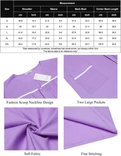 Vista 5 de Ekouaer Ropa de dormir para mujer, camisón frontal a presión, bata de algodón, manga corta, vestido de casa