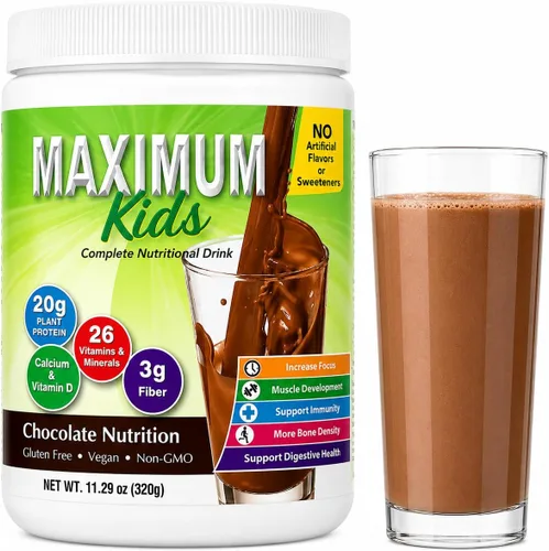 Vista 9 de Maximum Kids - Mezcla completa de polvo orgánico. Gran sabor, fácil de usar, bebida nutricional completa con 26 vitaminas y minerales, 0.71 onzas