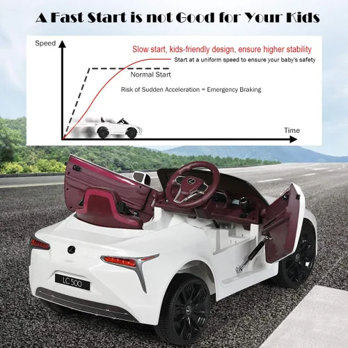 Vista 2 de Costzon Lexus LC500 - Vehículo eléctrico con licencia para montar en coche, con batería de 12 V, control remoto, 3 velocidades, luces LED, bocina