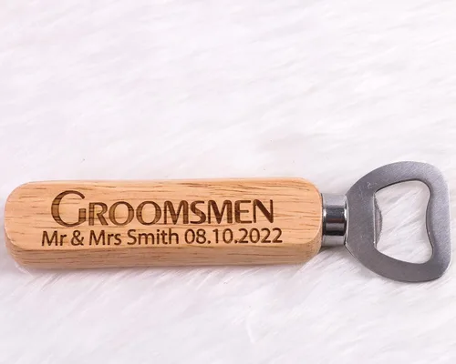 Vista 7 de Fiico - Abrebotellas de madera personalizado, regalo de padrino, recuerdo de boda