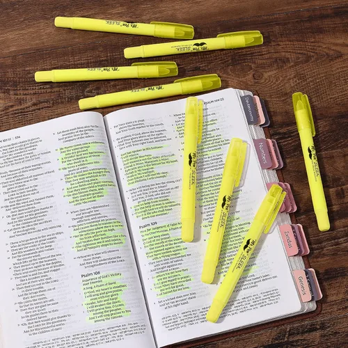 Vista 8 de Mr. Pen - Resaltadores de la Biblia de gel que no se corren, amarillo, paquete de 8 Twist-Up Bible Highlighters No Bleed Through, Fast Drying